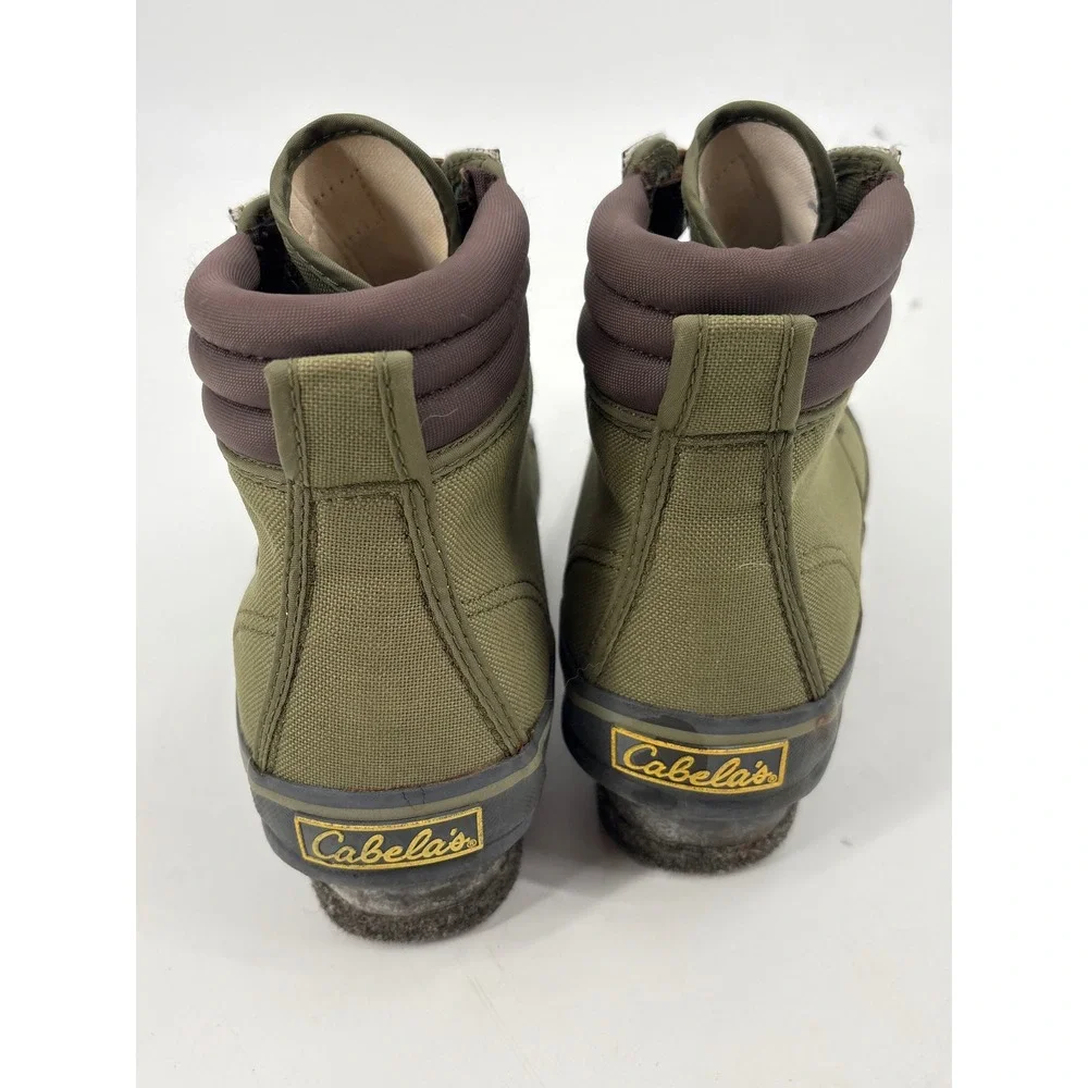 Cabelas Mens Wading Boots Size 9 Olive Green Felt Sole Fly Fishing Hook and Loop